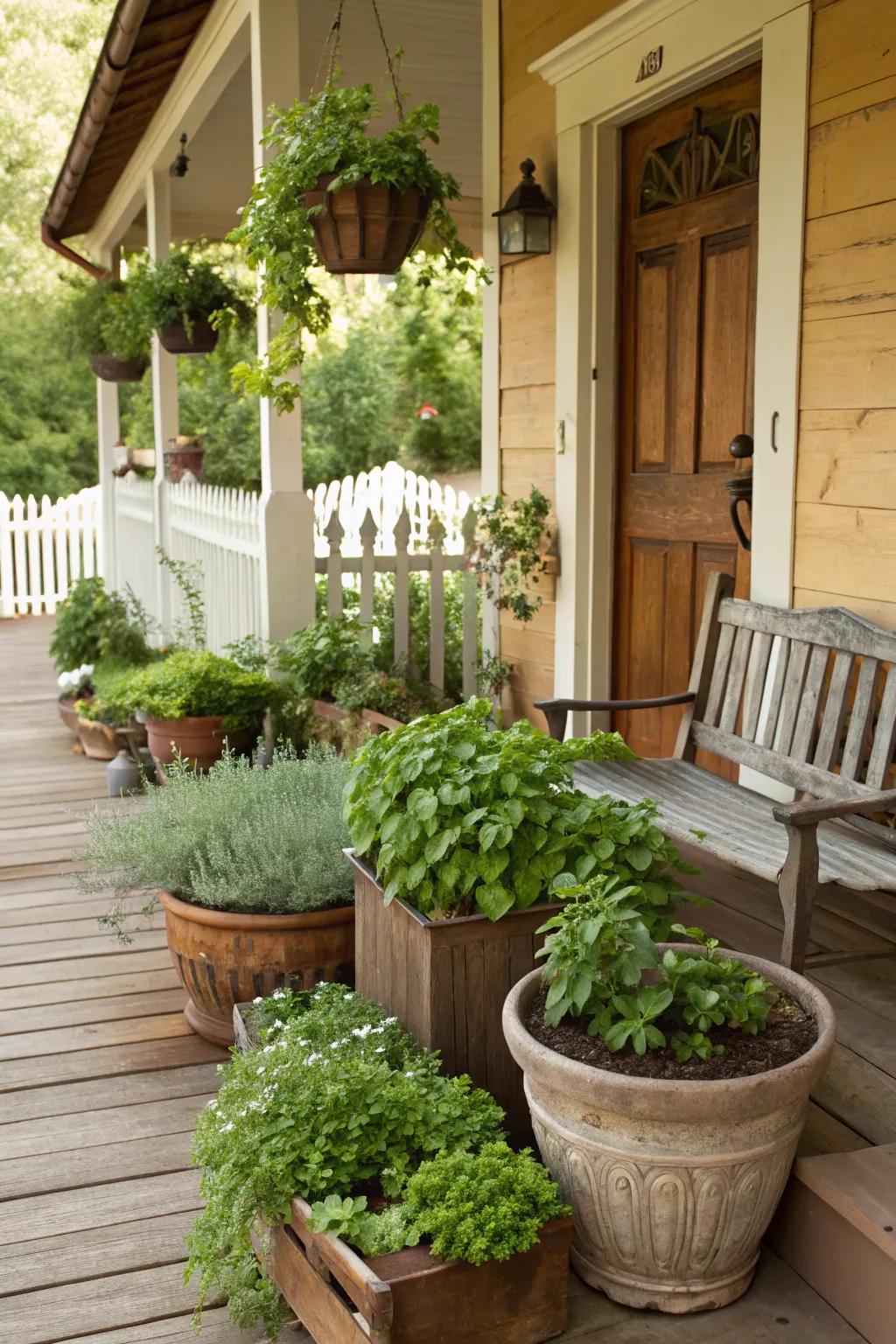 Lush greenery in planters really brings out the natural charm of your porch.