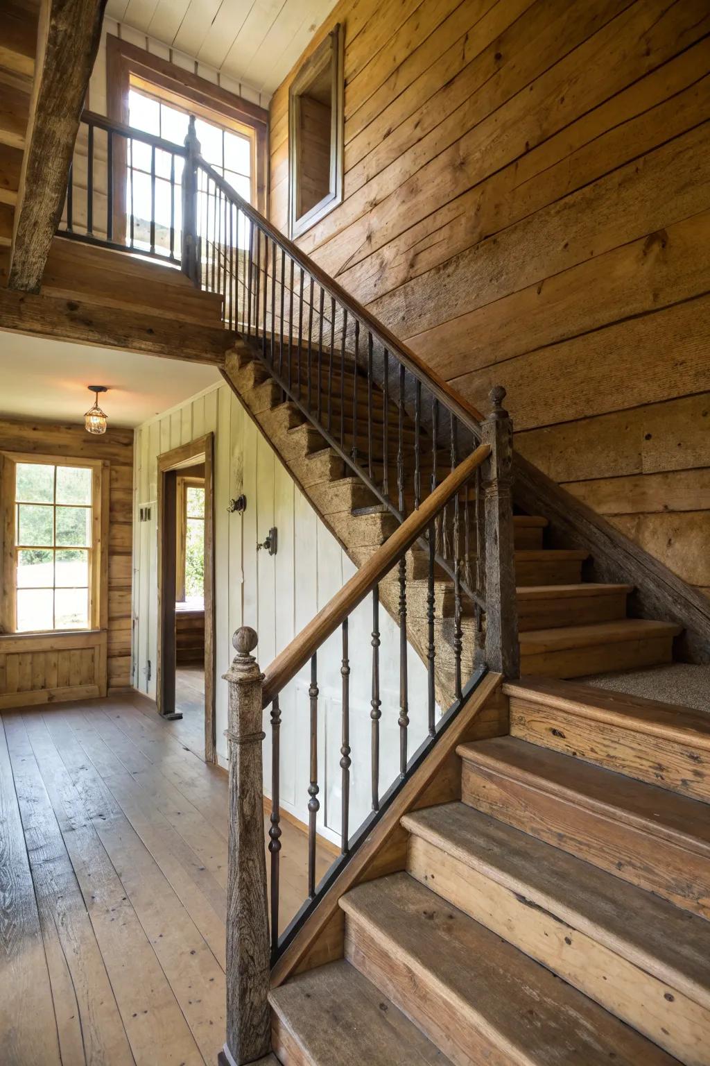 A perfect harmony of contemporary and rustic through metal and wood.