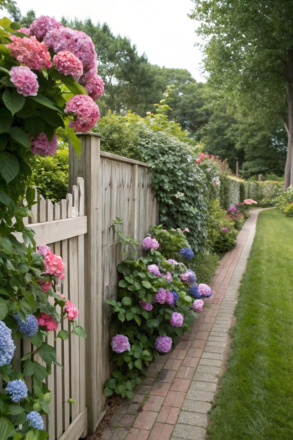 Flowering plants adjacent to your fence can provide a breathtaking seasonal spectacle.