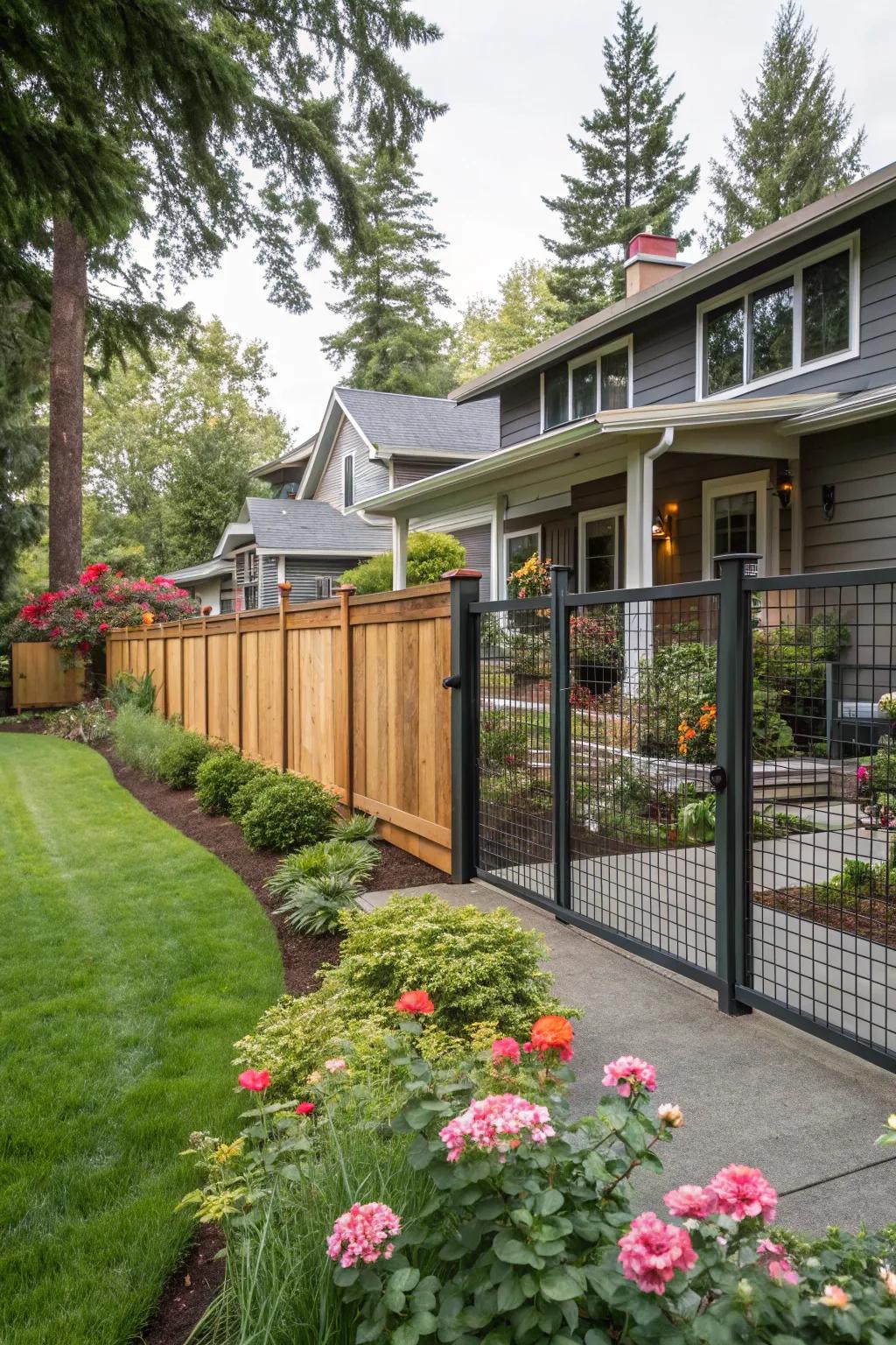 A combination of materials provides depth and captivation to your fence.