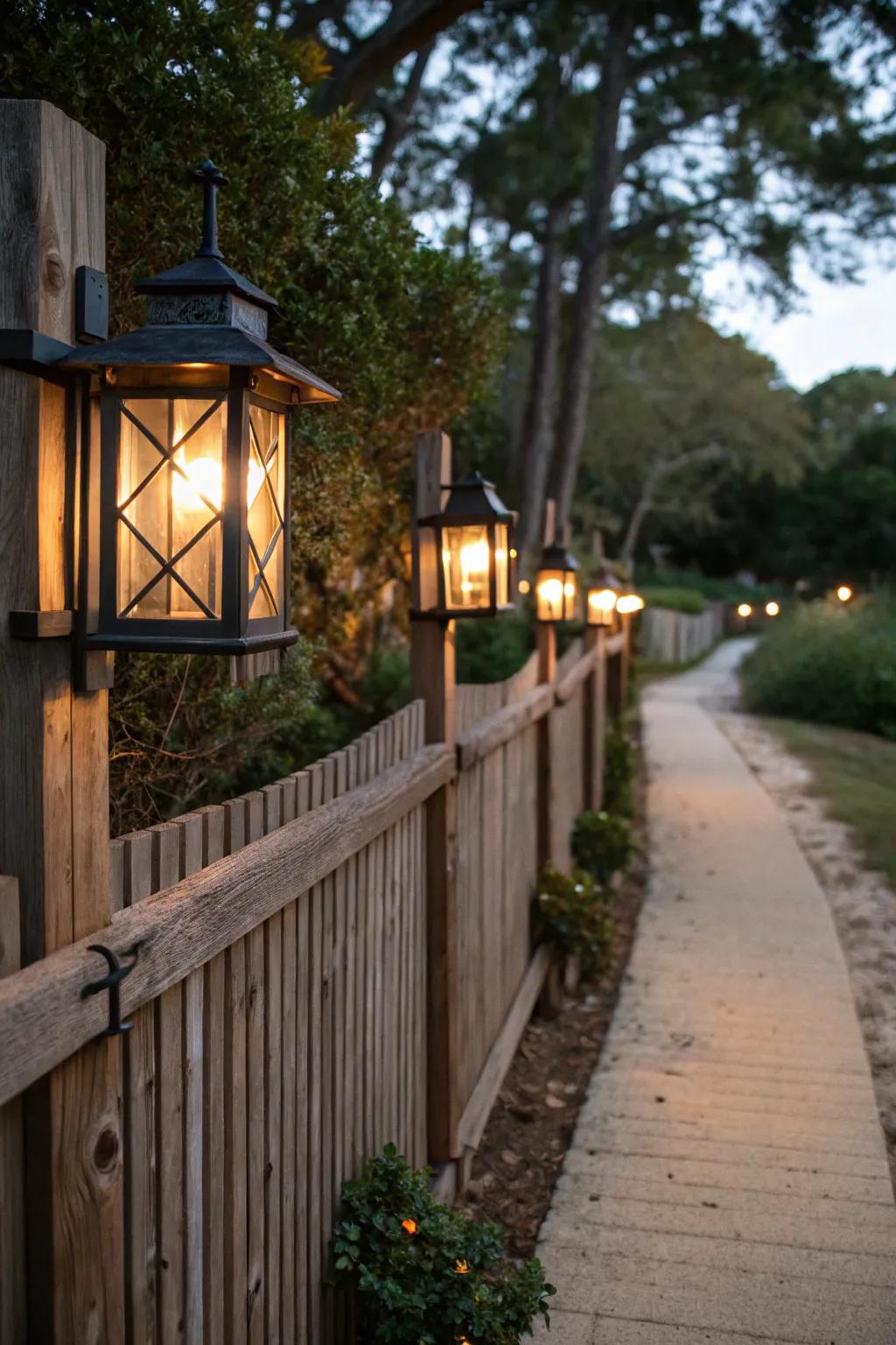 Lanterns generate a timeless sophistication on your fence.
