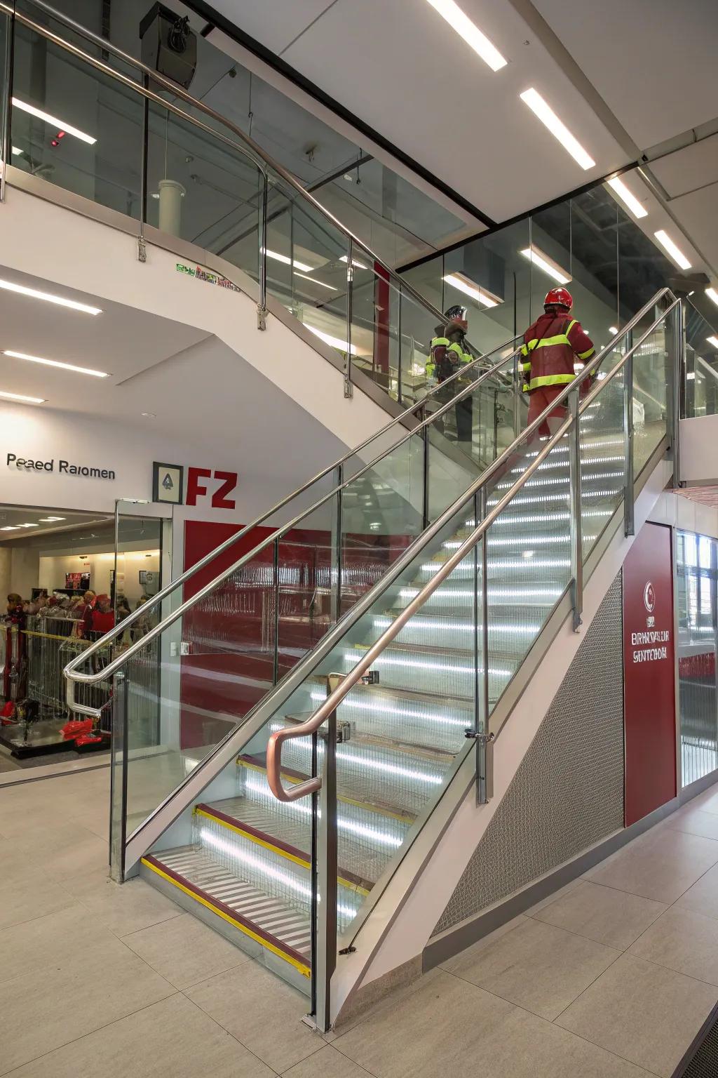 Striking and useful staircase design at a fire station.