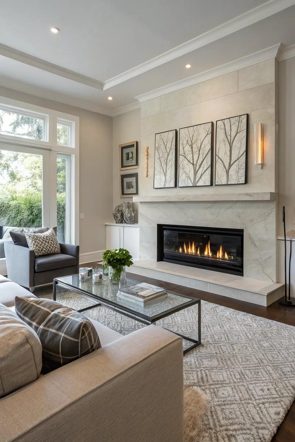 Uncluttered forms provide a sleek, modern hearth look.
