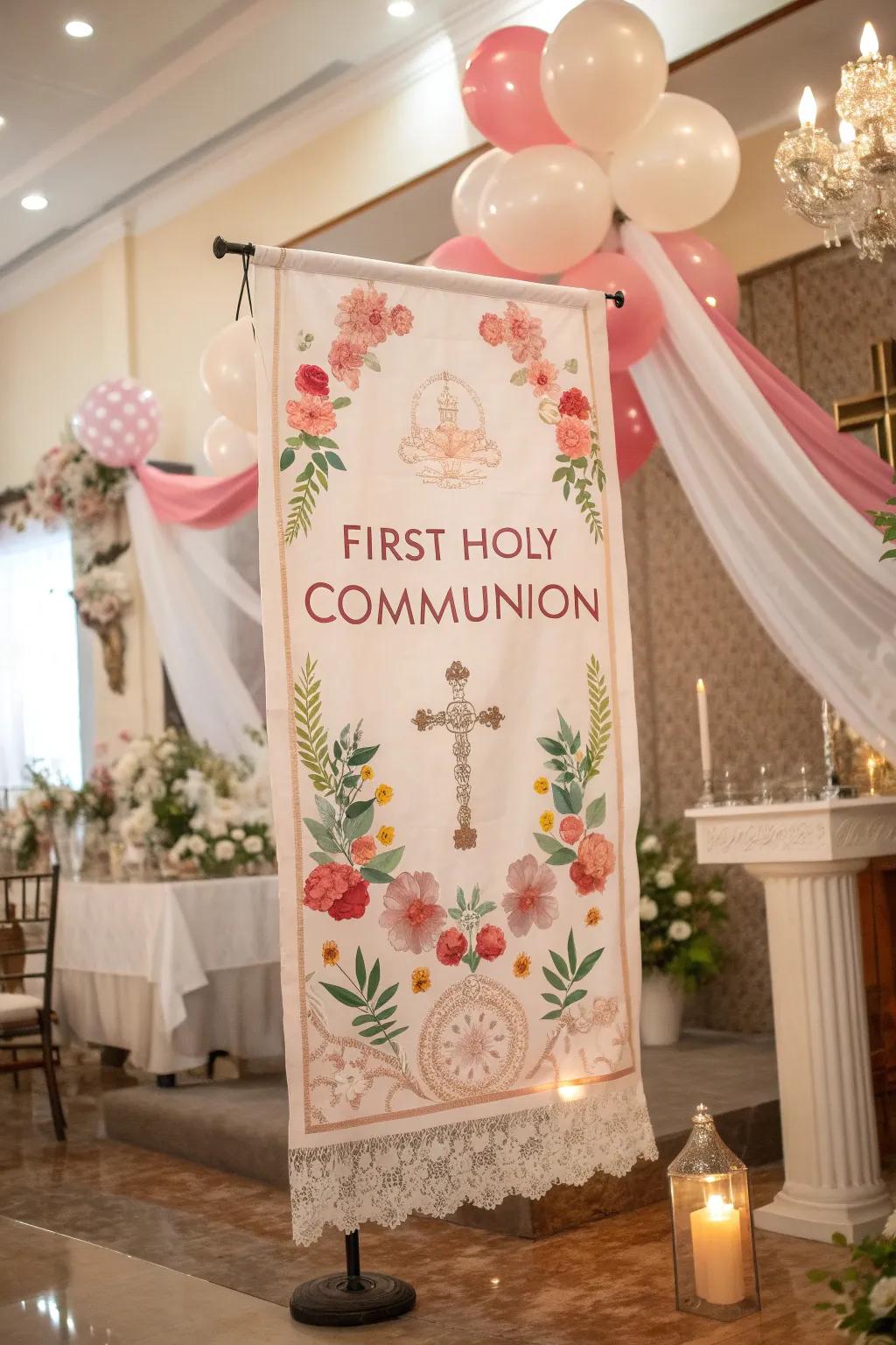 A beautiful personalized banner adds a heartfelt touch to any celebration.