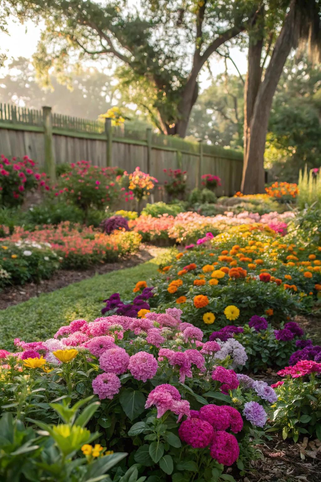 Add color to your landscape with a diverse and vibrant flower bed.