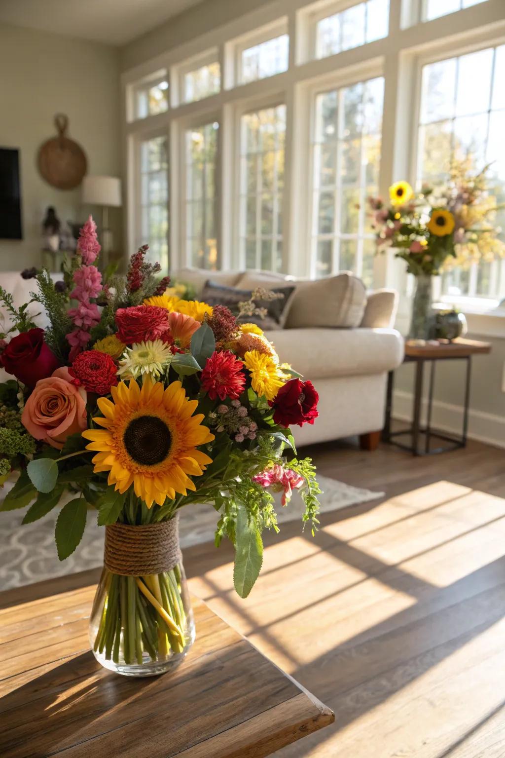 A vibrant bouquet filled with lively colors for a birthday celebration.
