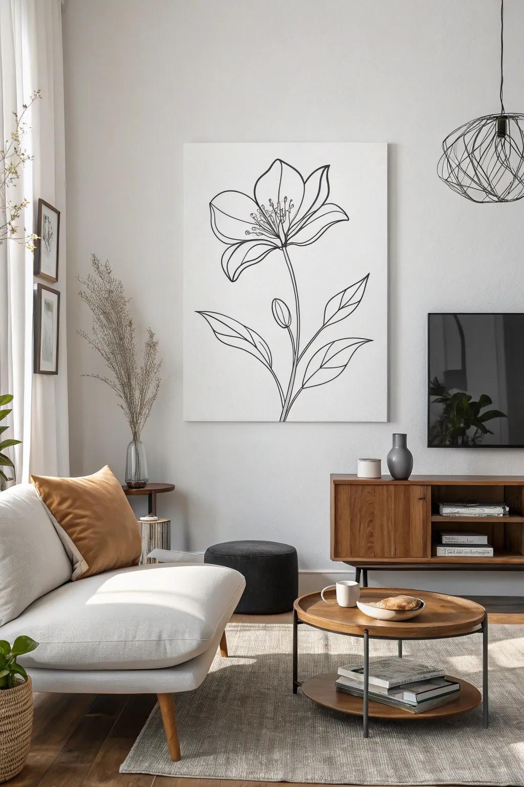 Simple outline art brings a hint of style to any room.