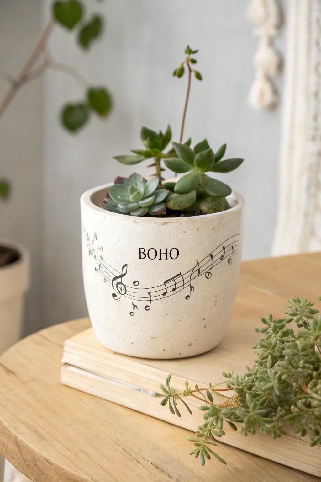 Melody in Bloom: A customized flora container that resonates with flair and grace.