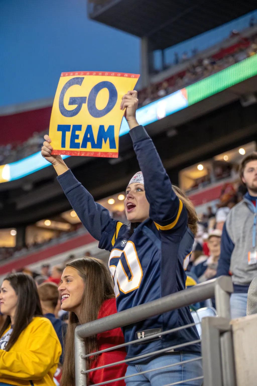 Classic support: A fan boosts the team's morale.