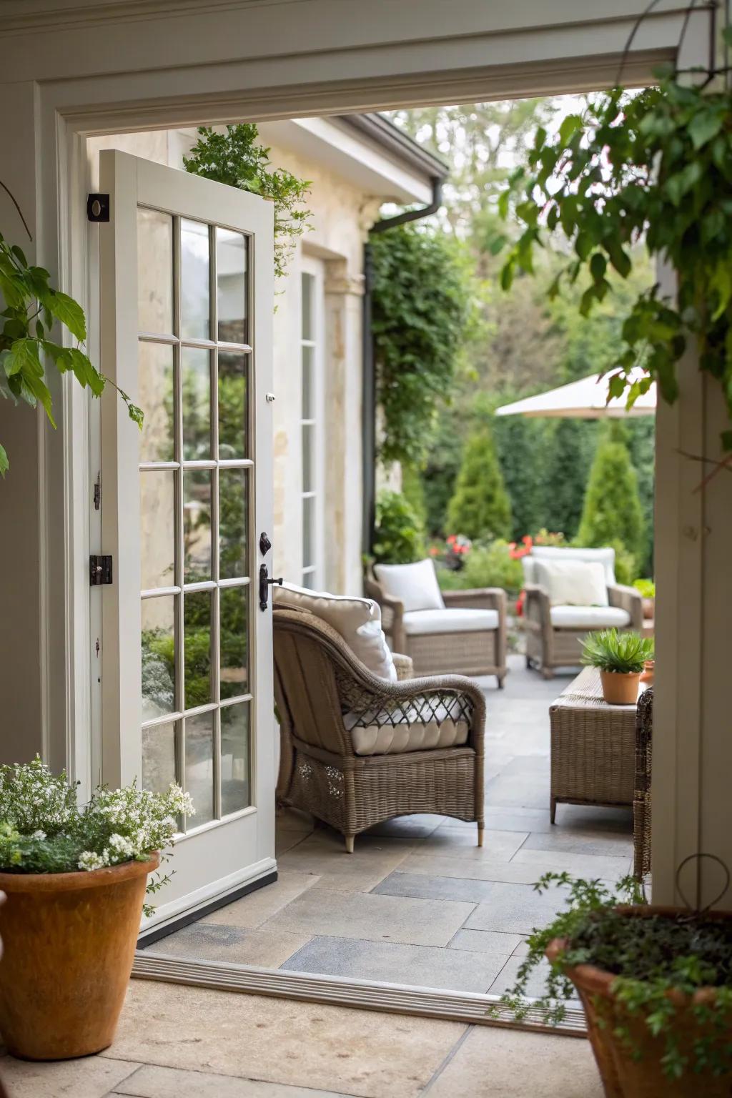 French doors enable a smooth move to exterior spaces.