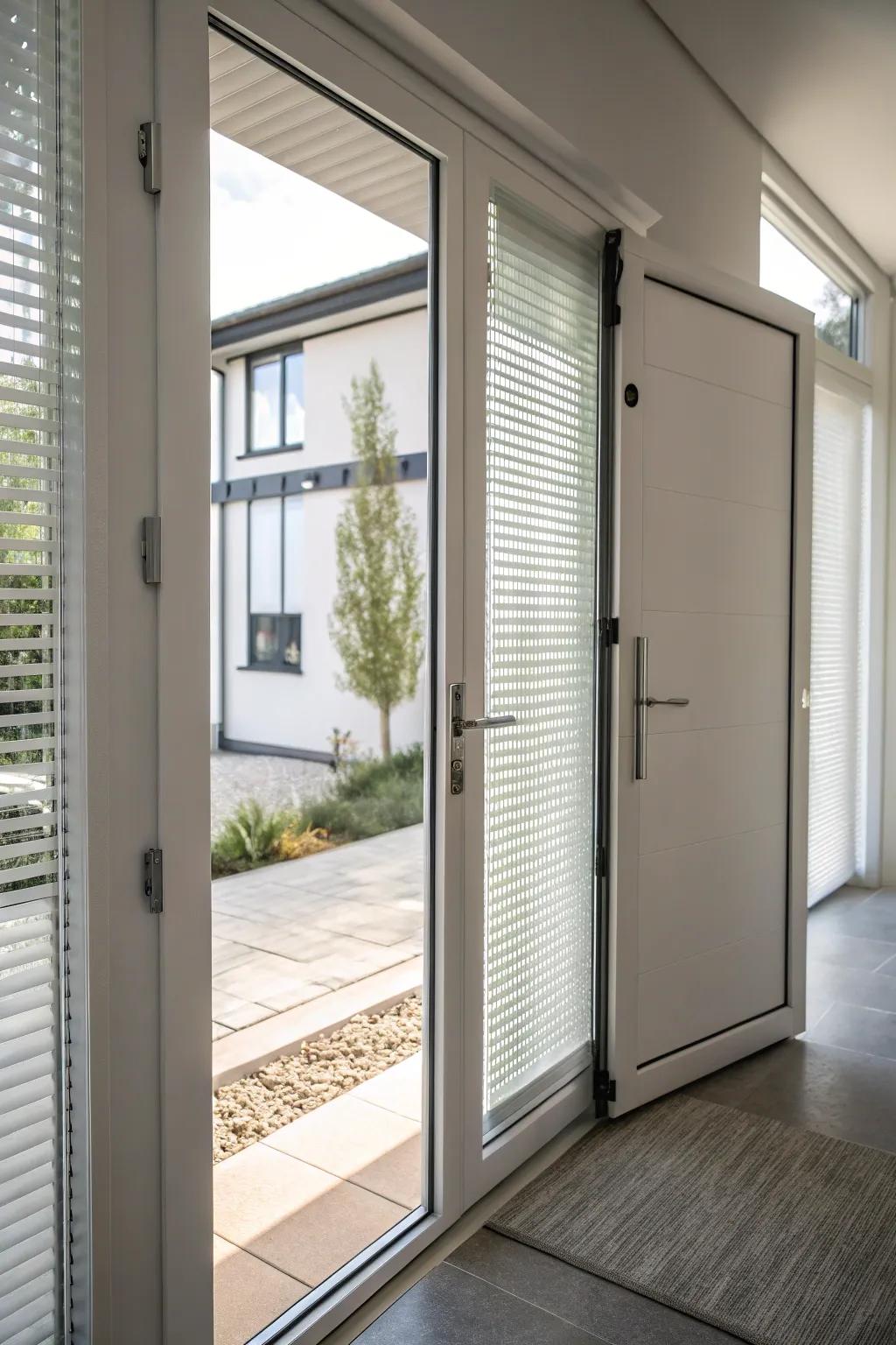 Sleek blinds offer both style and practicality.