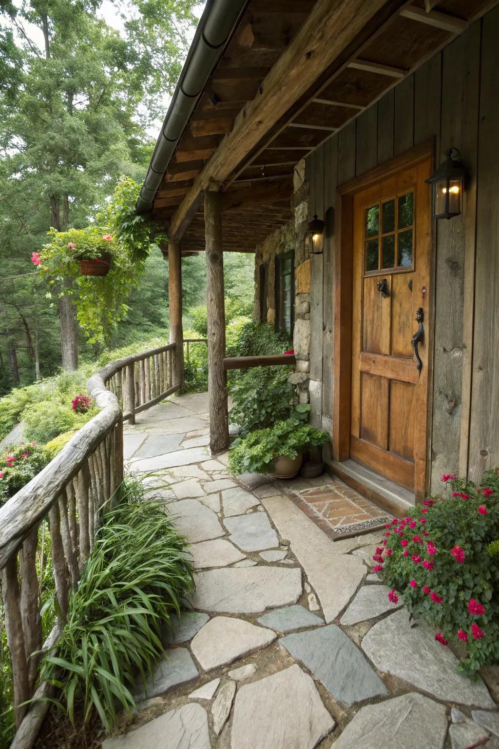 Authentic stone pavements effortlessly meld with nature.