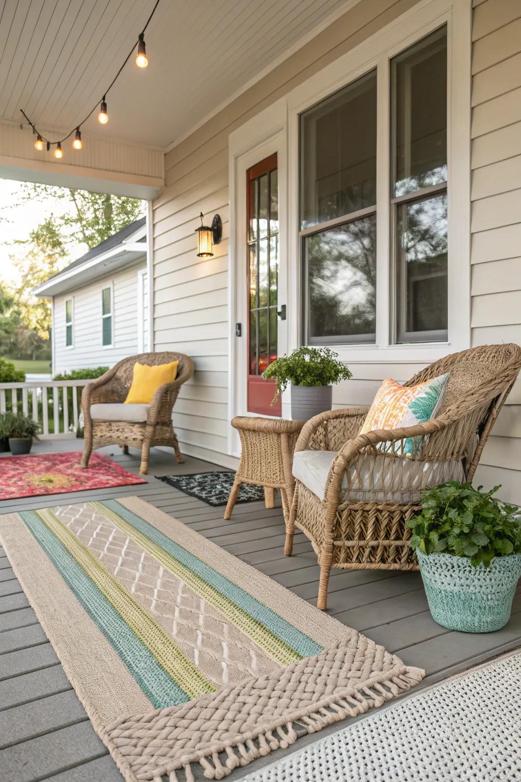 Layered rugs create a textured, inviting look.