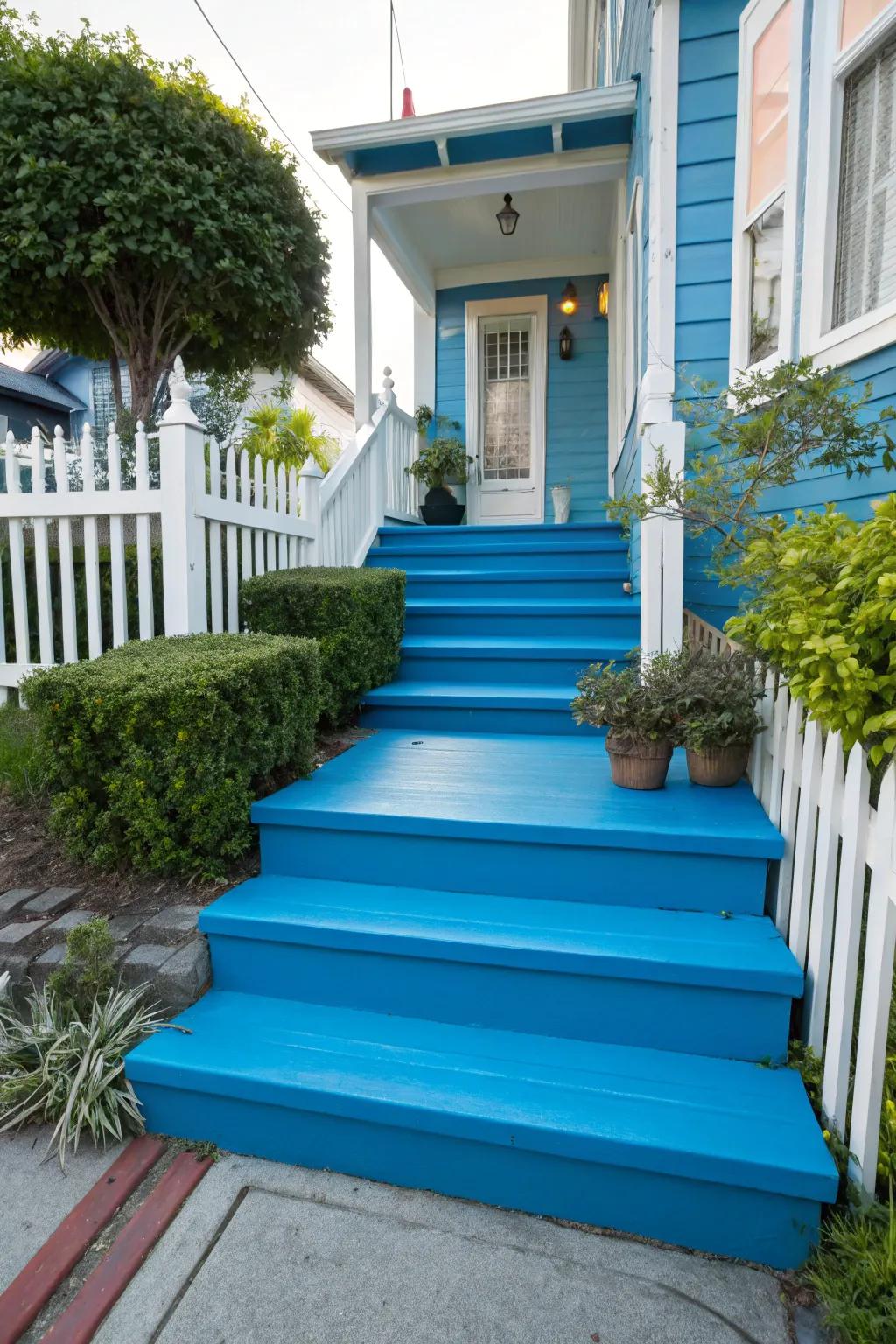 Elevate your home's appeal with vividly painted front steps.