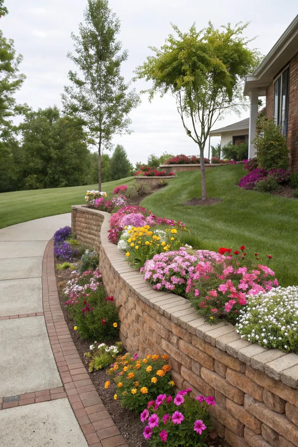 A robust brick support structure enhances the sophistication of the garden.