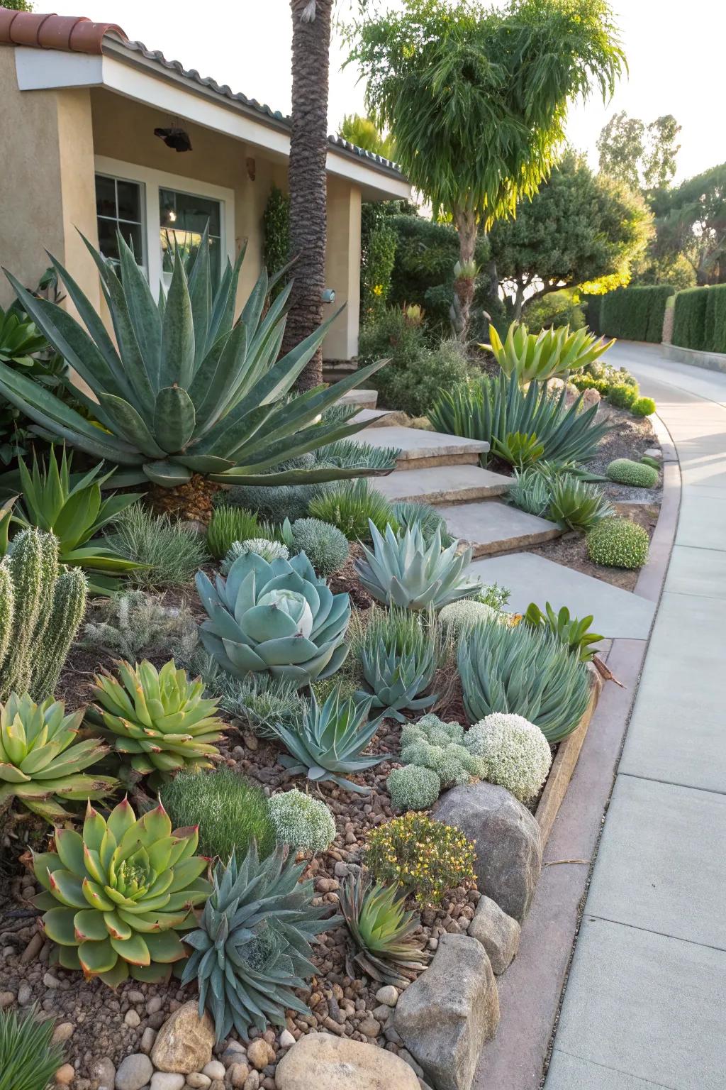 Succulents contributing texture and completing spaces.