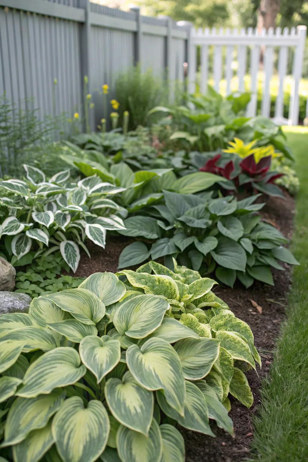 A mix of hosta species brings both texture and color to any garden.