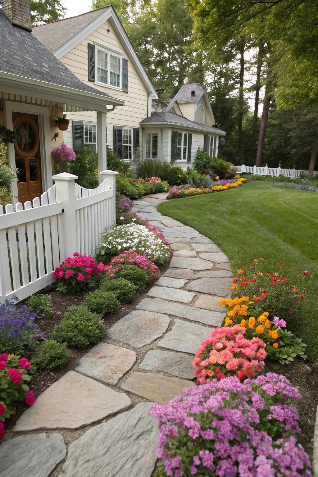 Radiant flower beds infuse any front yard with dynamic energy.