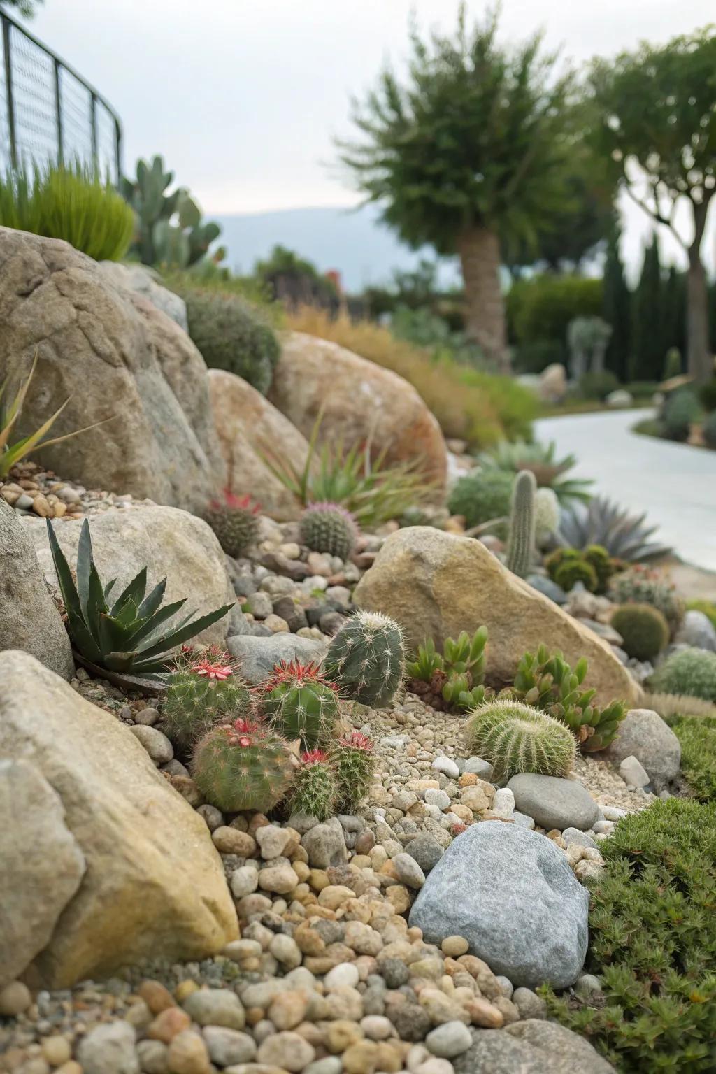 Rock gardens provide an ideal habitat for succulents.