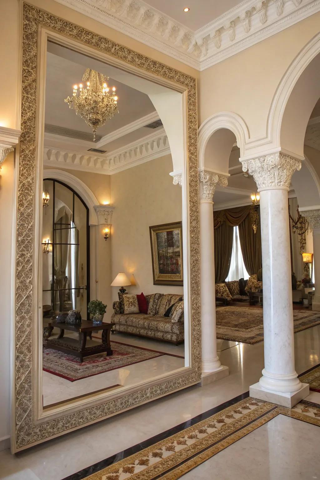 Employ mirrors thoughtfully to highlight architectural features.