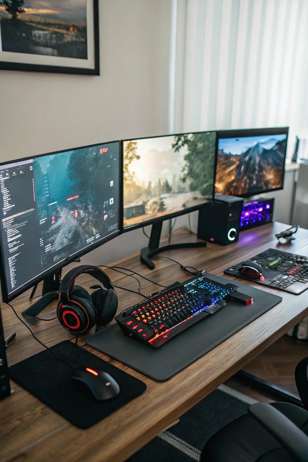 Multi-screen setups deliver a sprawling and immersive gaming experience.