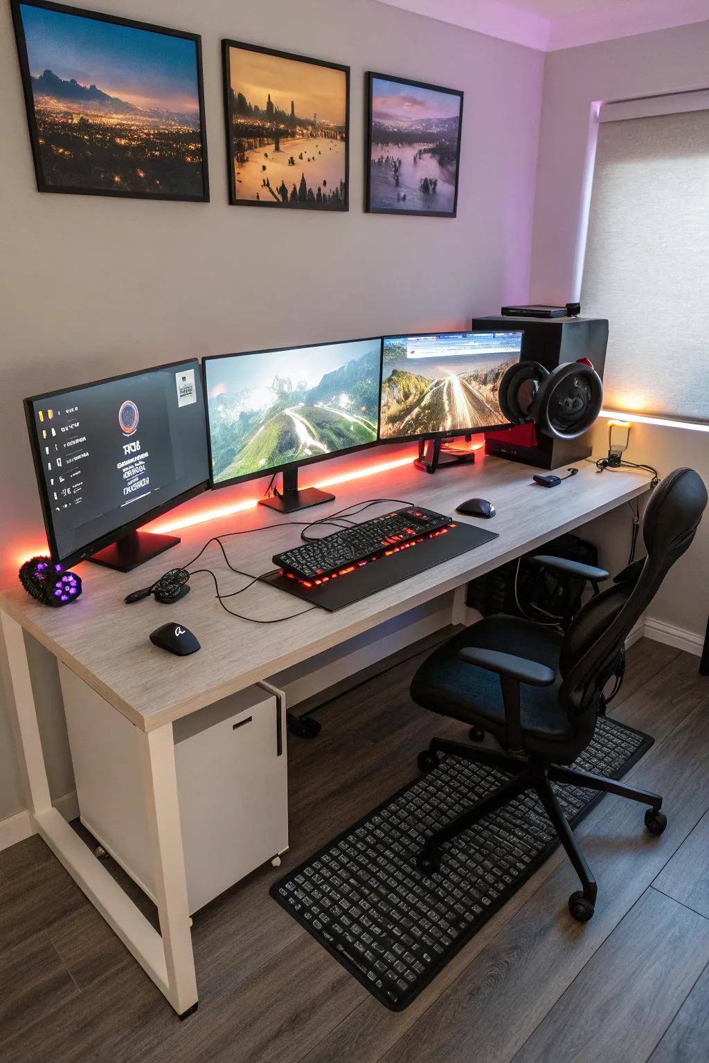 Multiple displays give an expansive view that every gaming enthusiast would love.