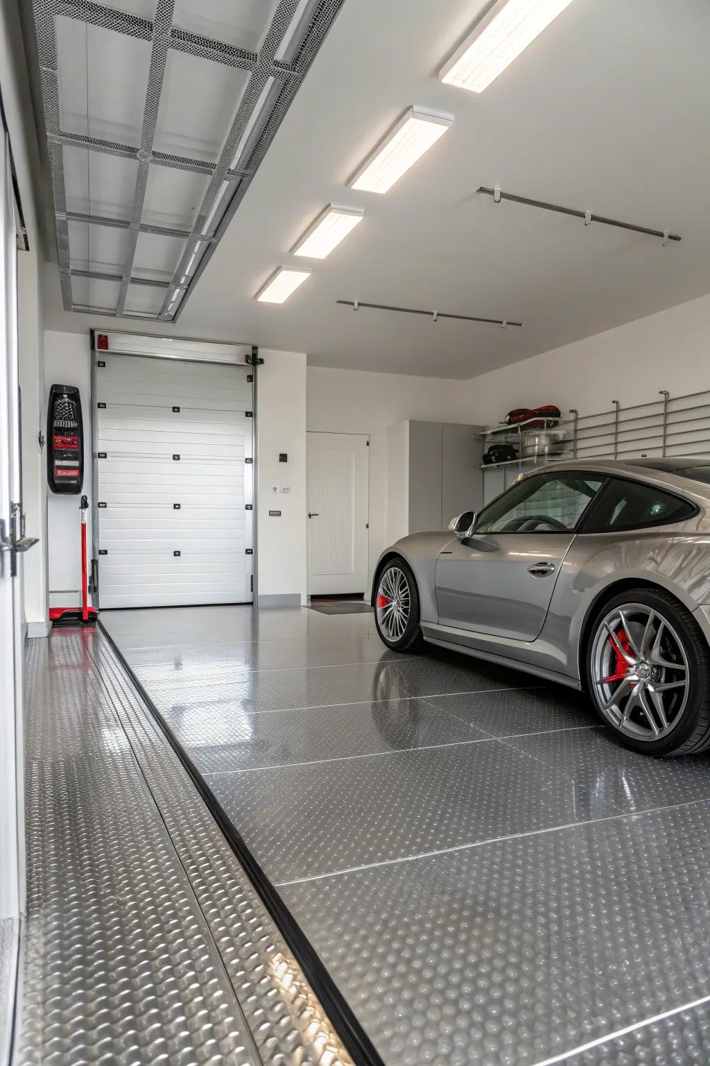 Metal baseboards contribute a modern flair to your garage while shielding against moisture.