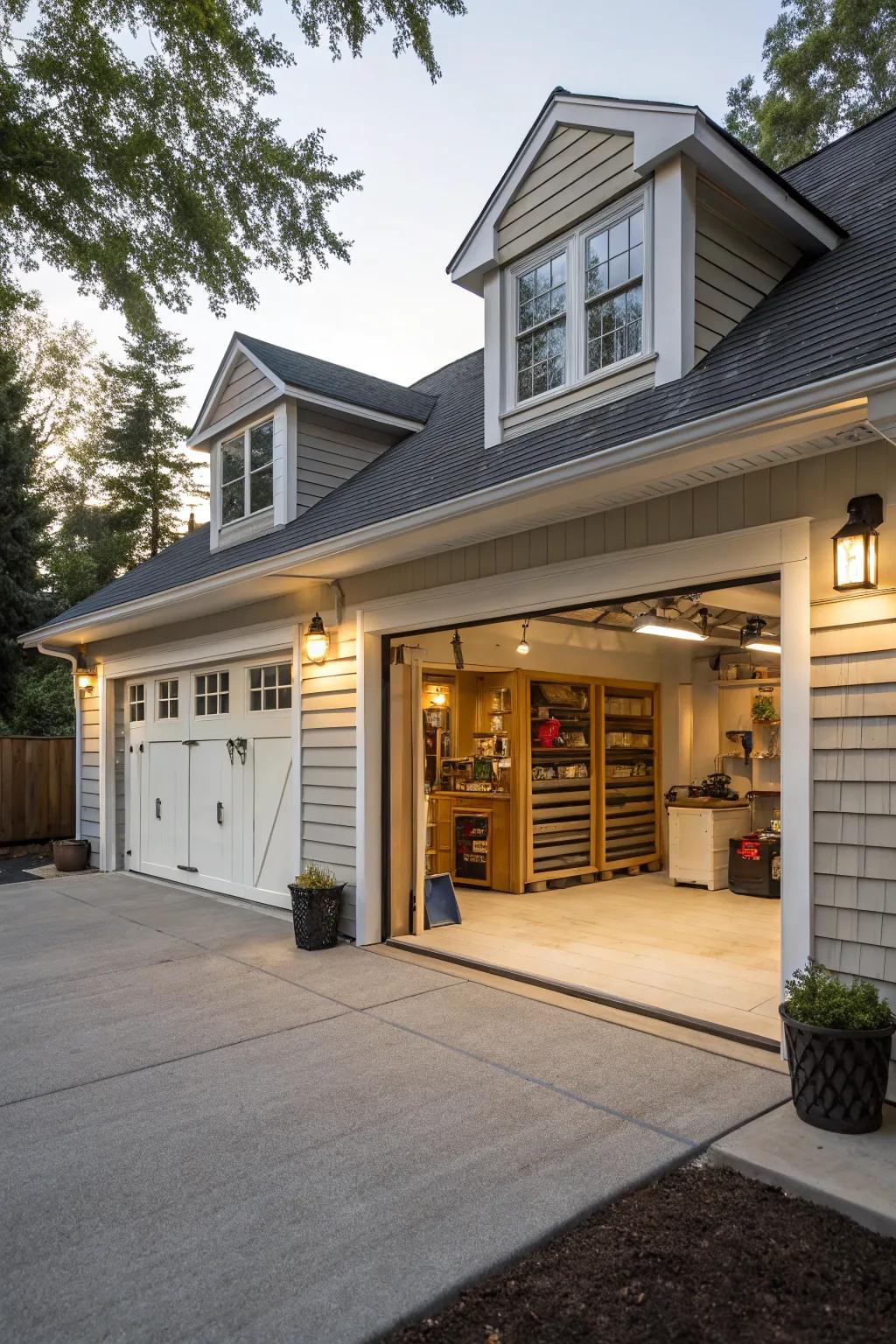 Sloping dormers create extra space and light, perfect for workshops.