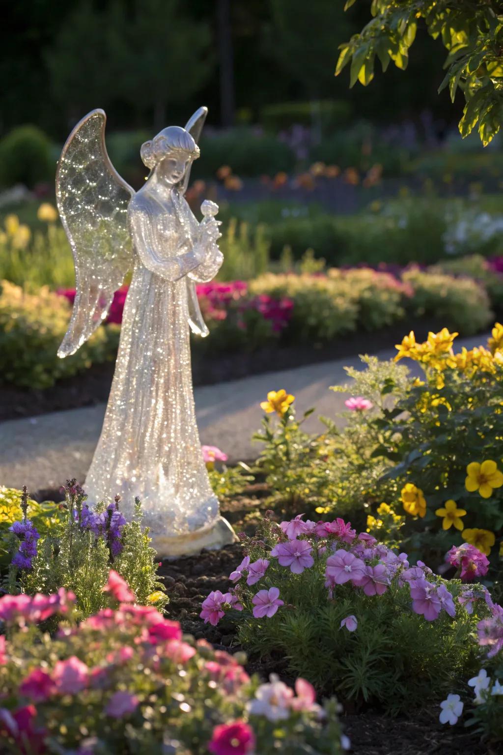 A shimmering glass angel basking in the morning sun.