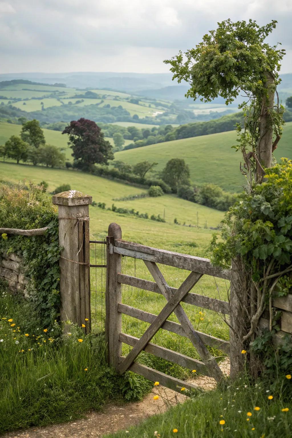 Timeless crisscross door enhances your garden with rustic charm.