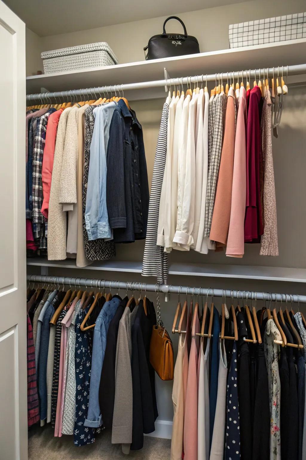 Twofold rails increase the possibilities of your wardrobe.