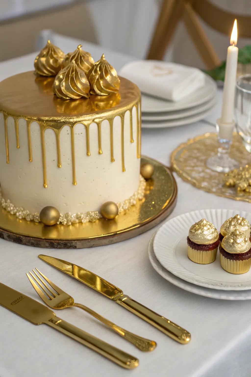 A show-stopping gilded birthday confection that captures everyone's attention.