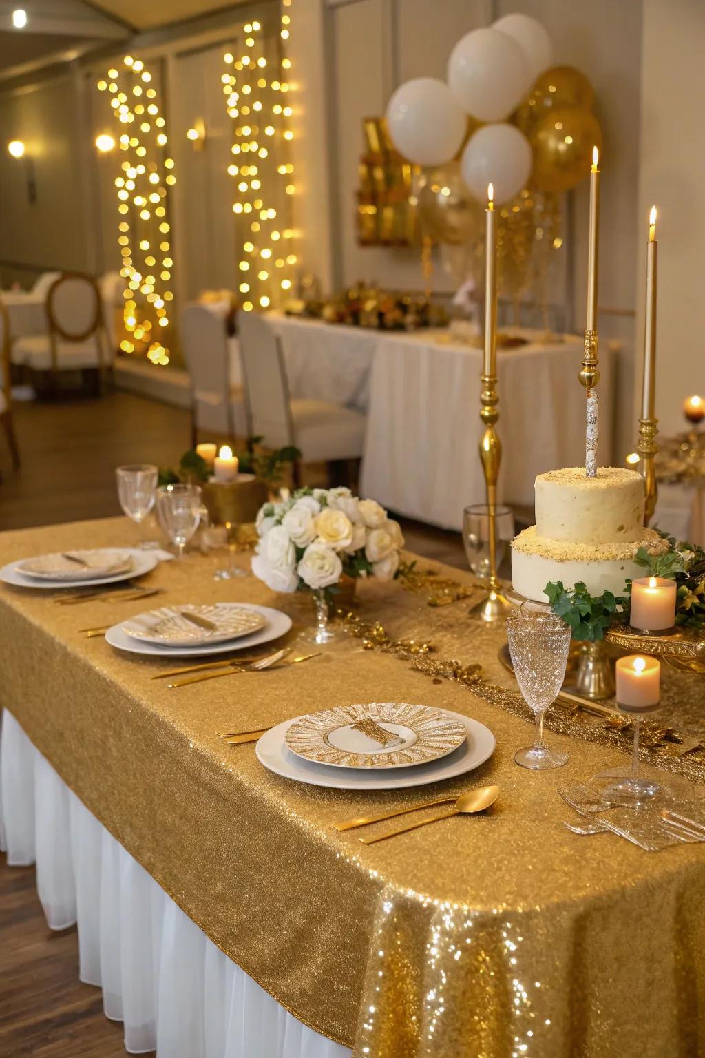 Refined gold table settings for a luxurious dining experience.