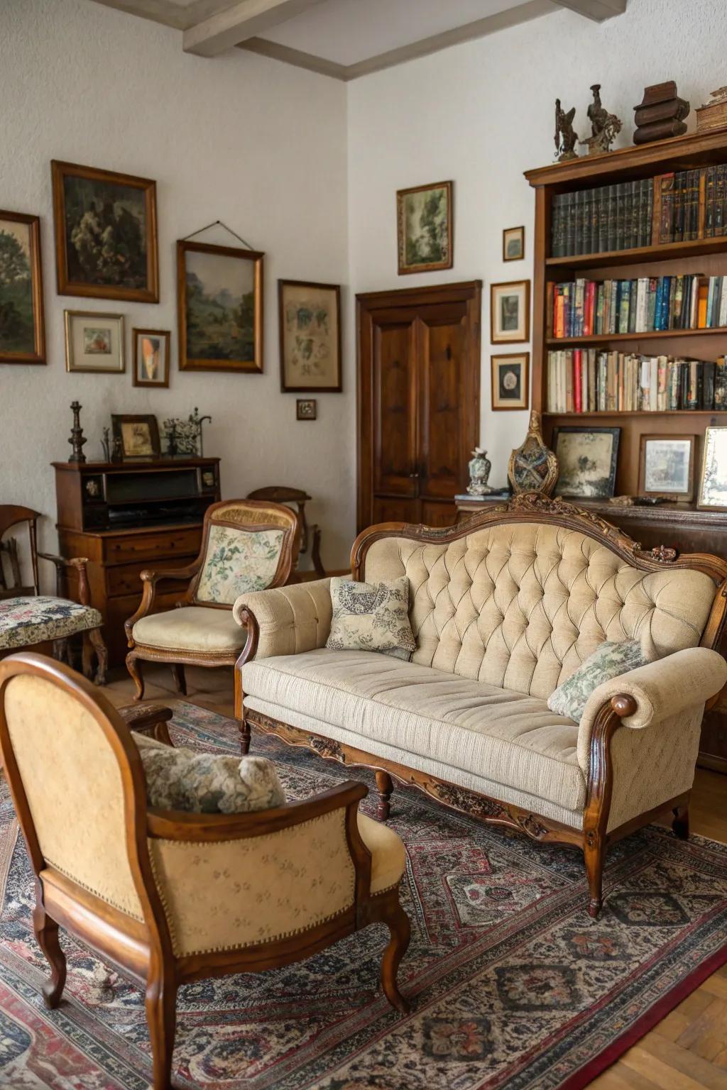 Time-honored furnishings introduce lasting beauty to a gothic-inspired setting.