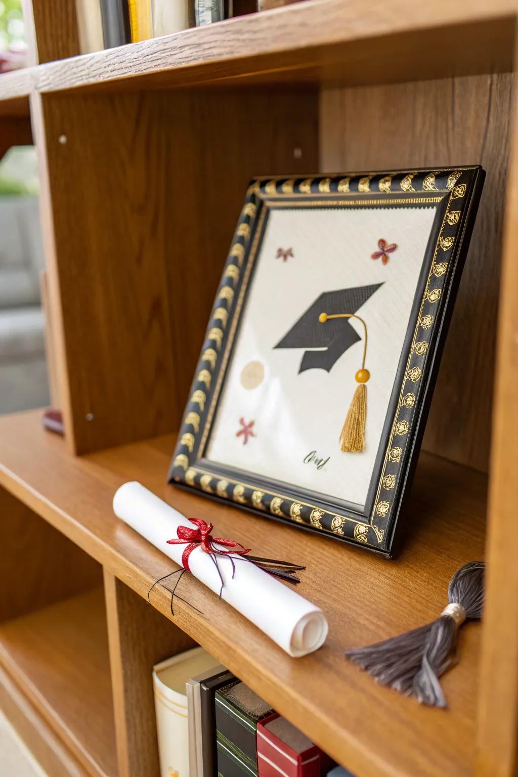 Graduation-related items add a classic vibe to your display.