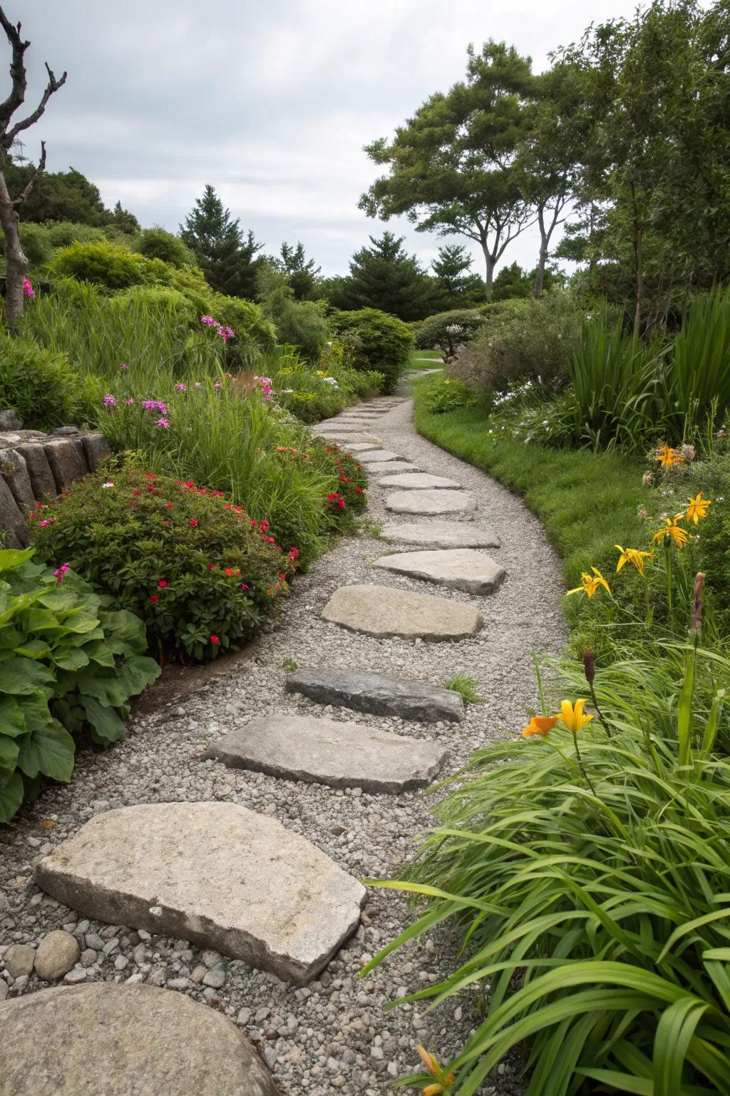 Paving stones contribute appeal and utility to a stone route.