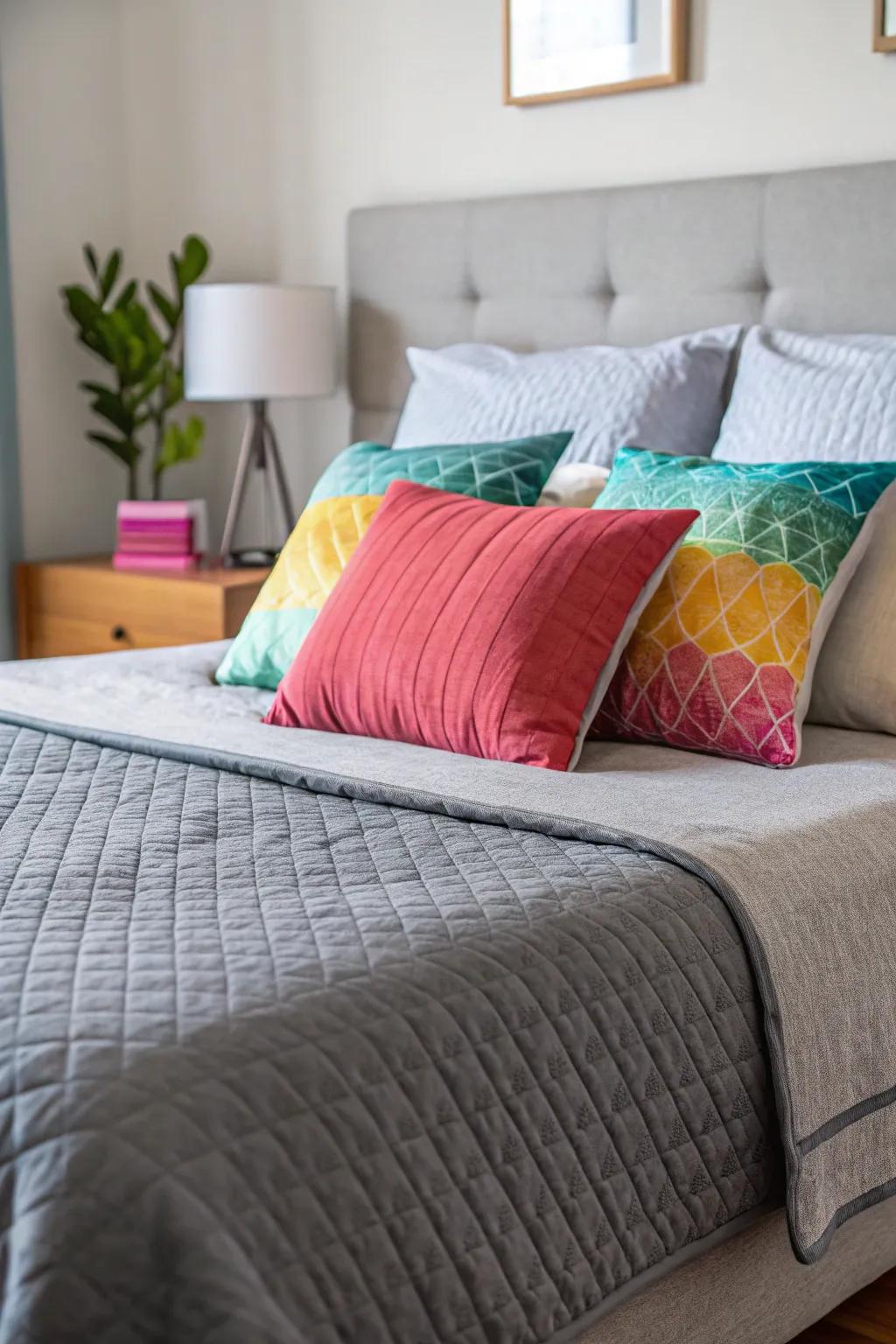 Textured bedding cultivates an ambiance that is both snug and welcoming.