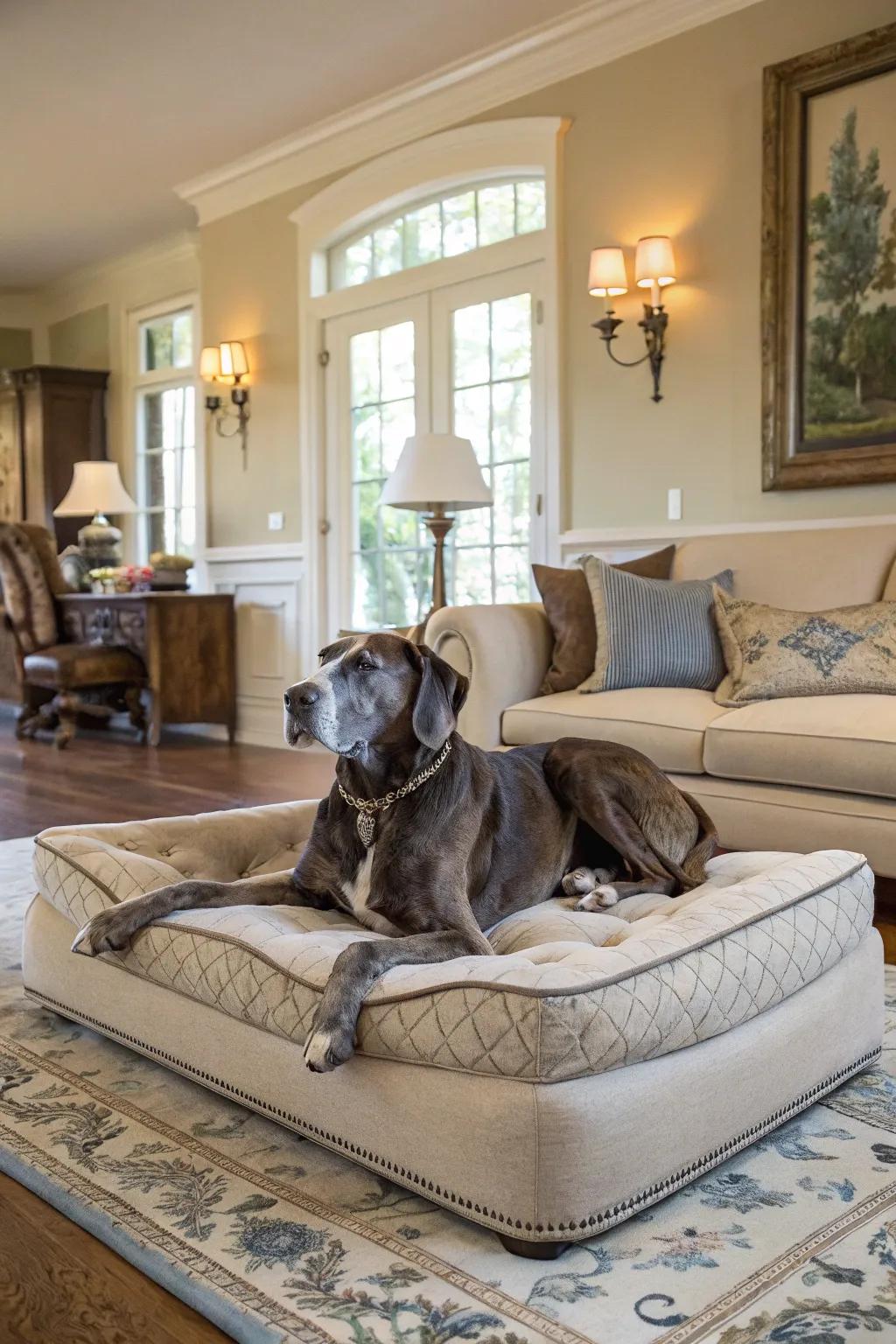 Sofa-style beds offer the ideal combination of luxury and comfort for your Great Dane.