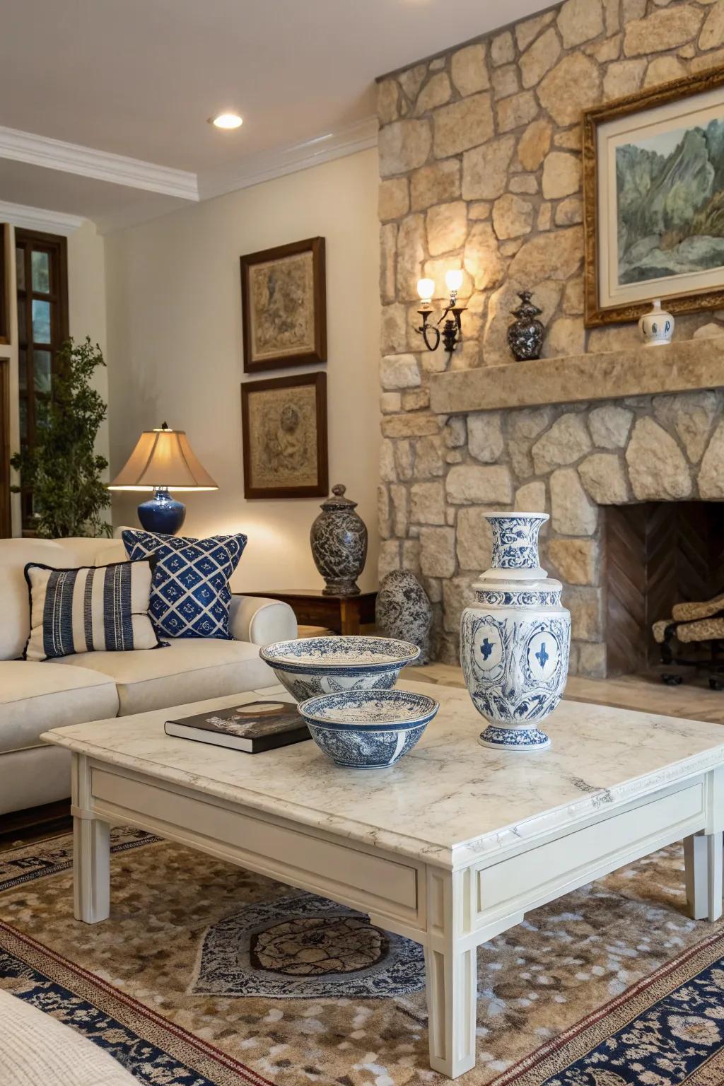 Natural stone components contribute a dash of Greek refinement to your dwelling.