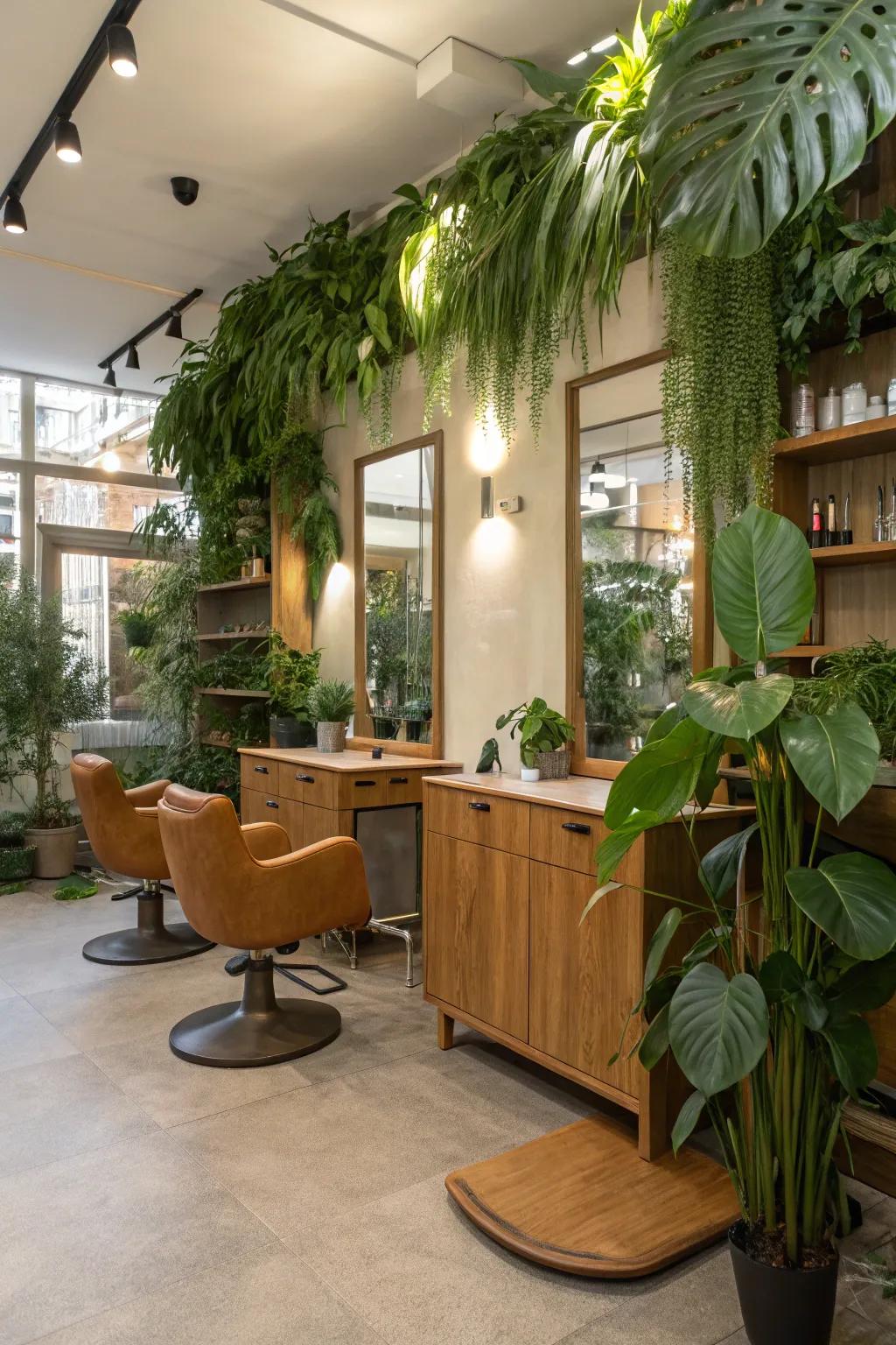 Adding natural elements can bring a calming presence to your salon.