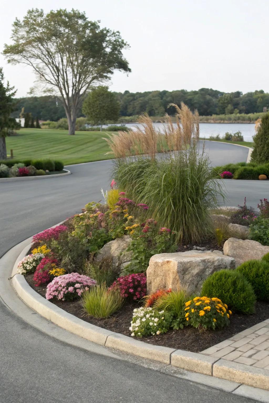 A central island sanctuary gives your driveway a luxurious touch.