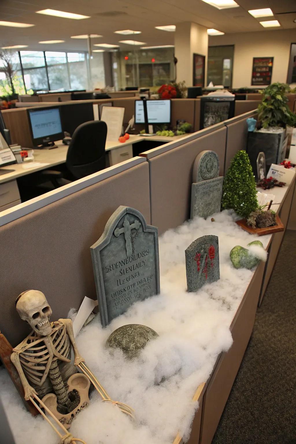 Bring a graveyard to life with eerie elements and creative fog effects.
