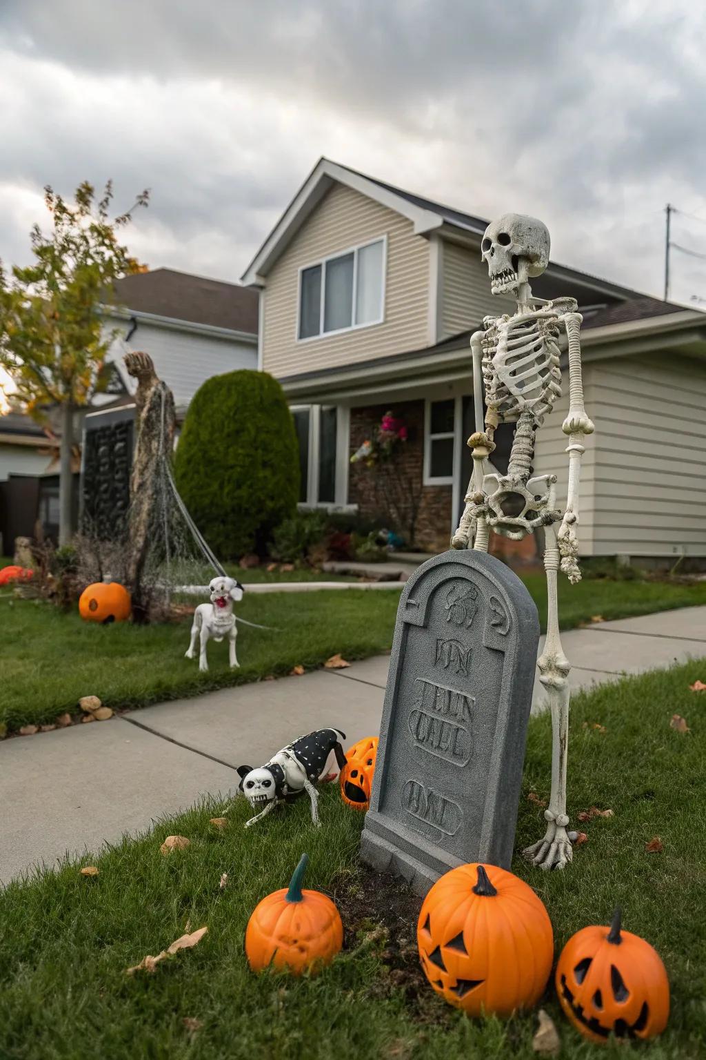 Bring your graveyard to life with creatively posed skeletons.