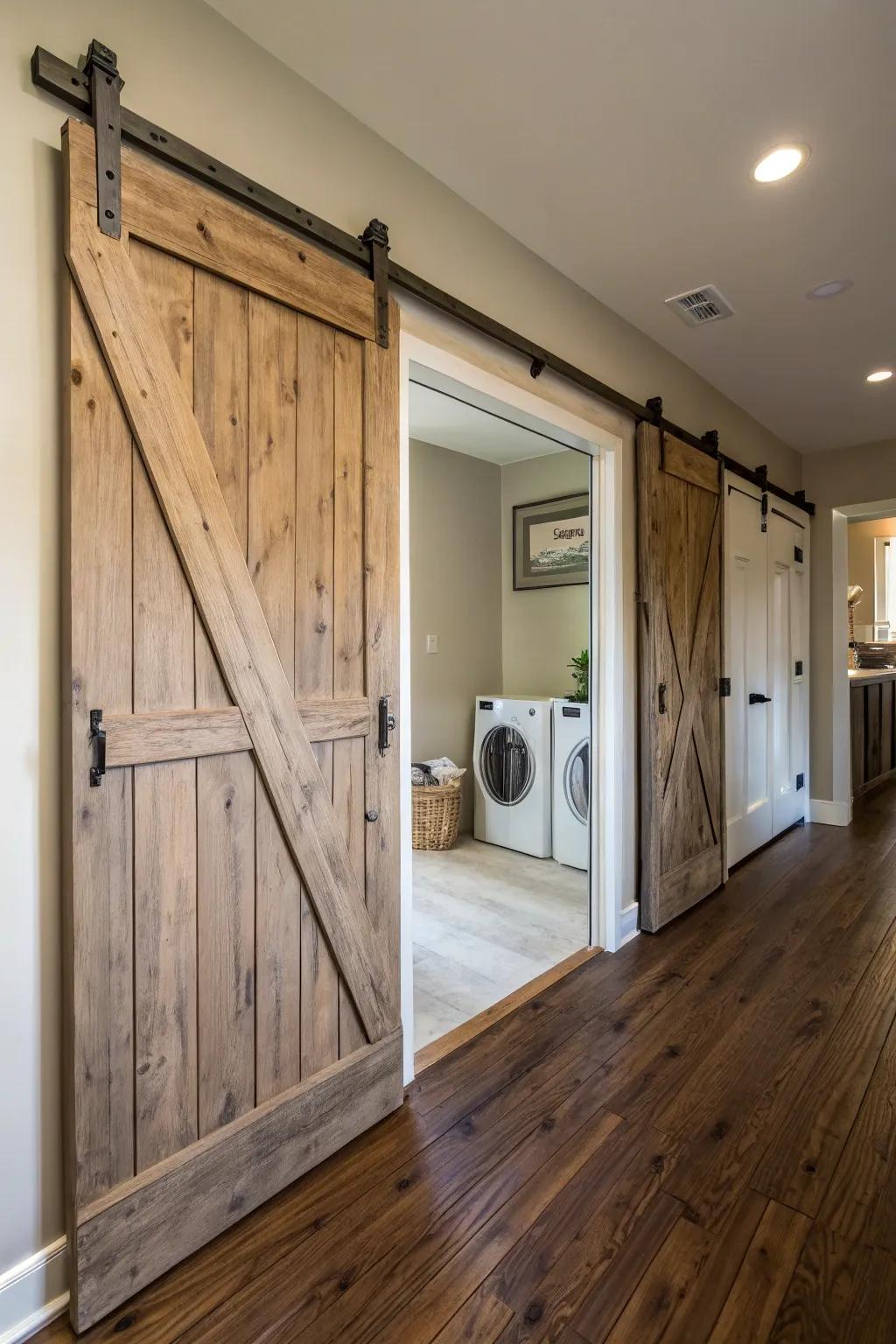 Rustic sliding barn doors bring both charm and usefulness.