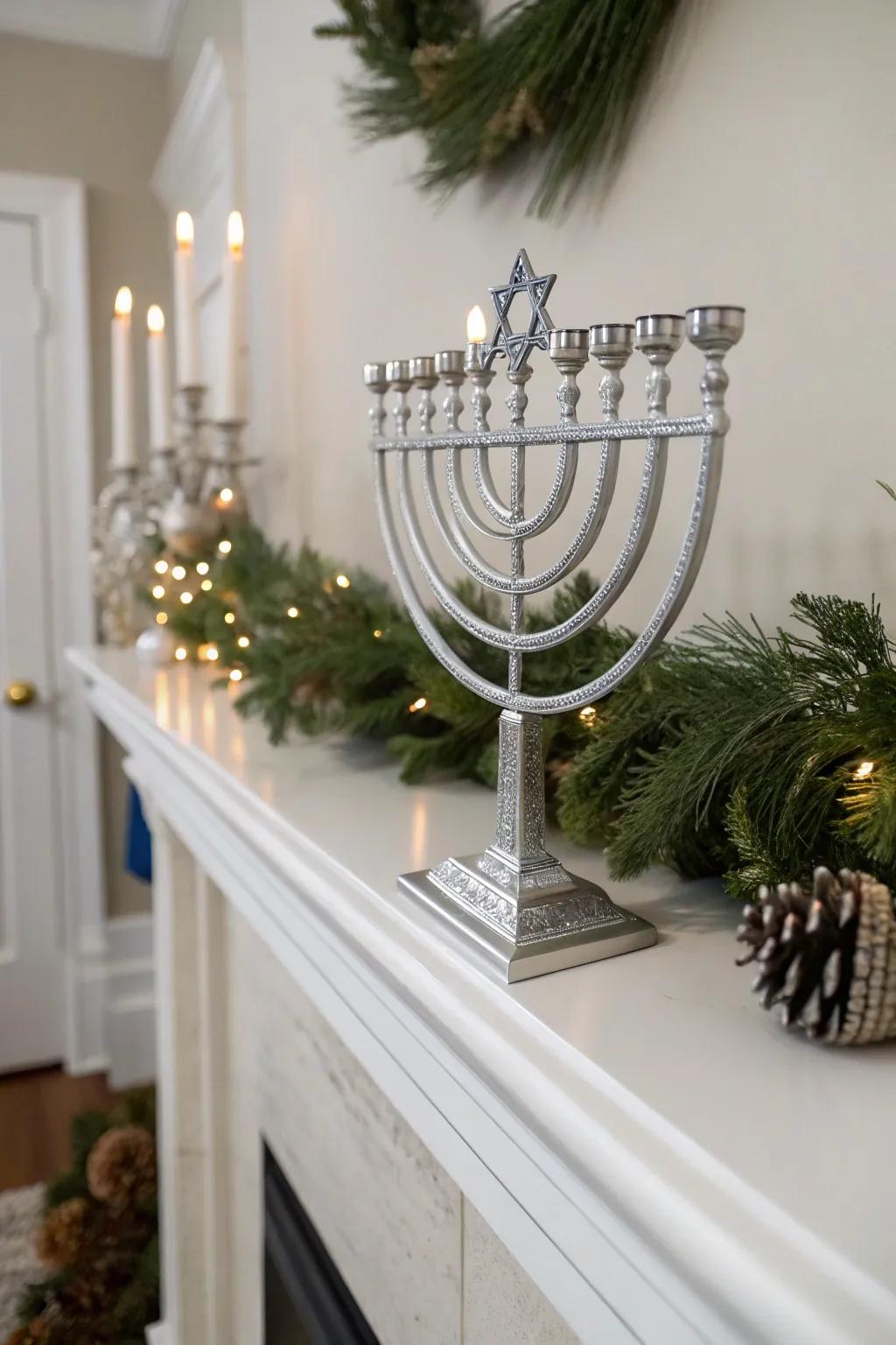 An exquisitely engraved candelabra adding a personal touch.