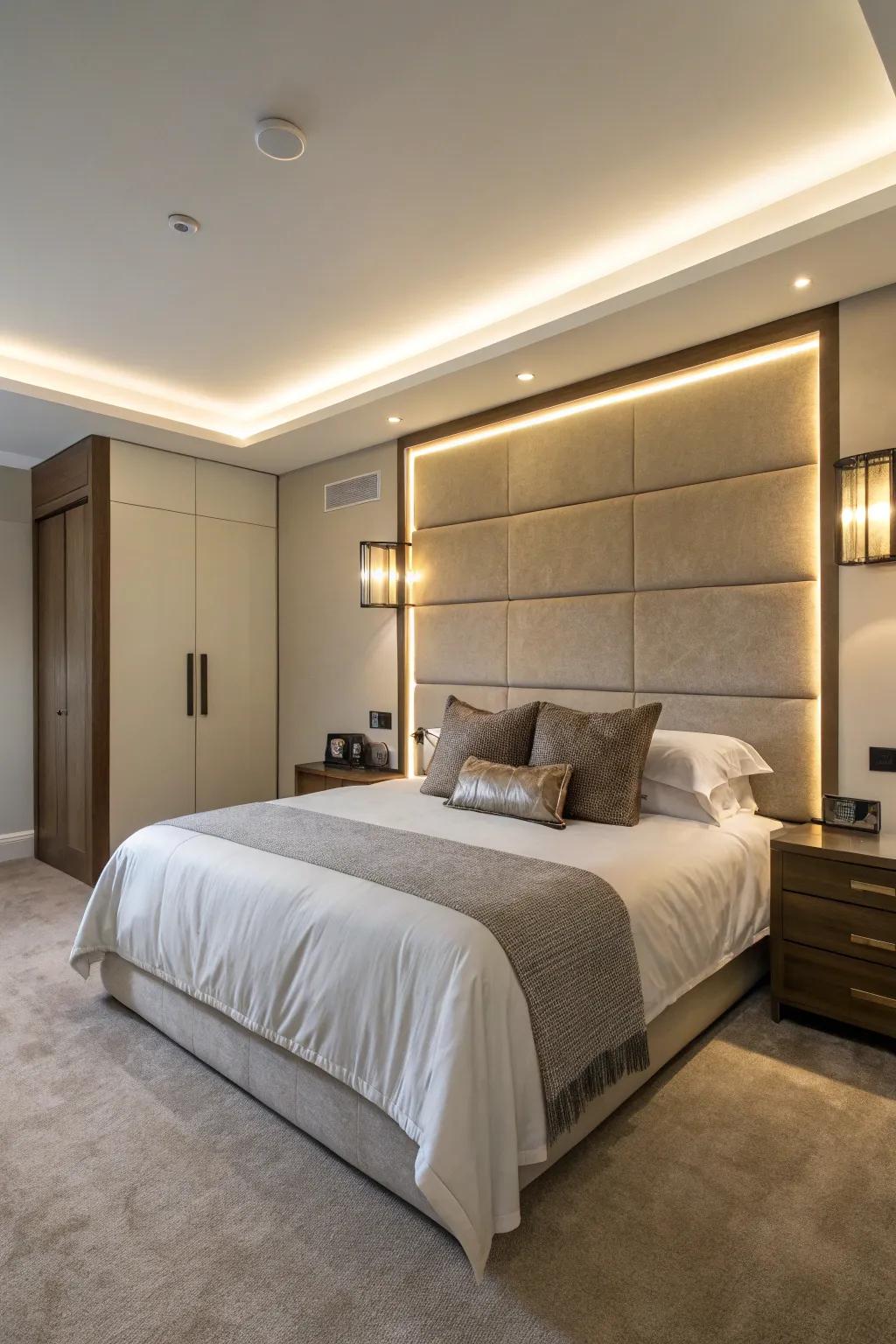 Combined headboard lights offer a consistent and modern appearance.