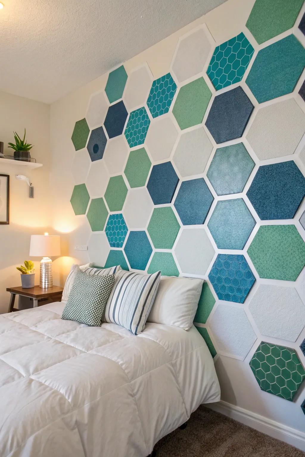 Vibrant hexagons breathe vitality and spirit into your walls.