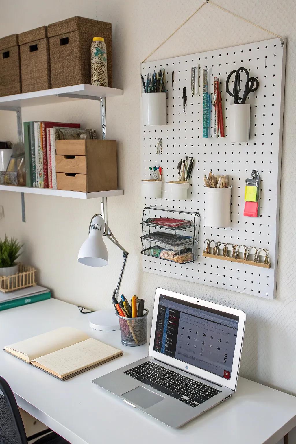 Pinboards provide adaptable storage solutions.
