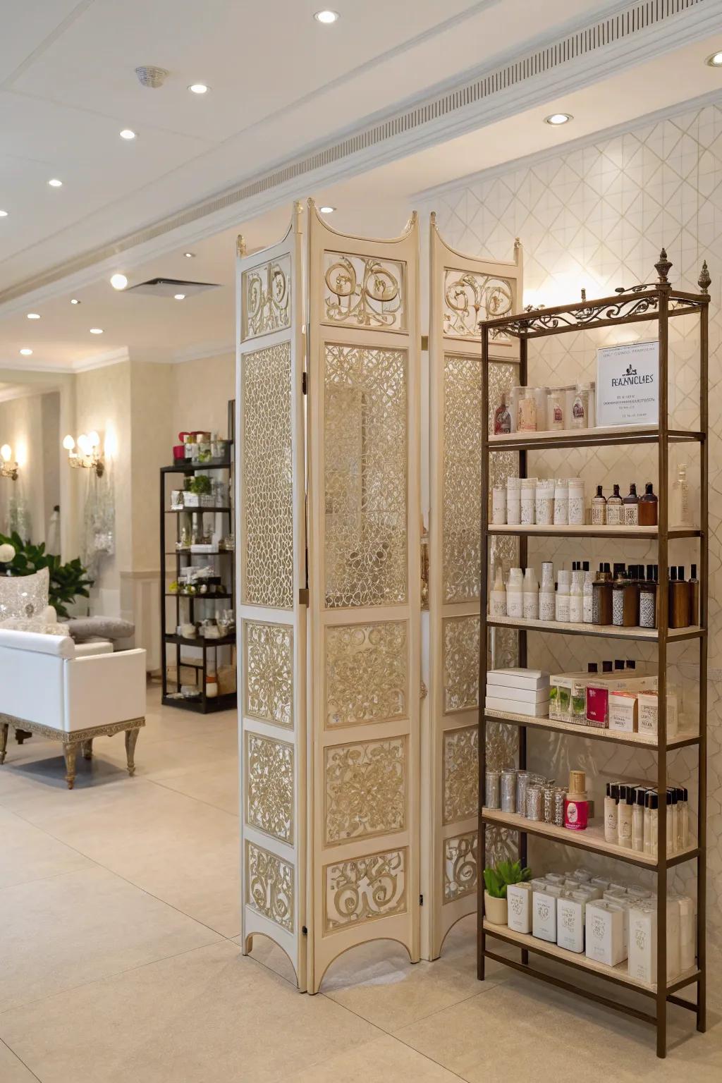 Room dividers offer both function and style to your salon.