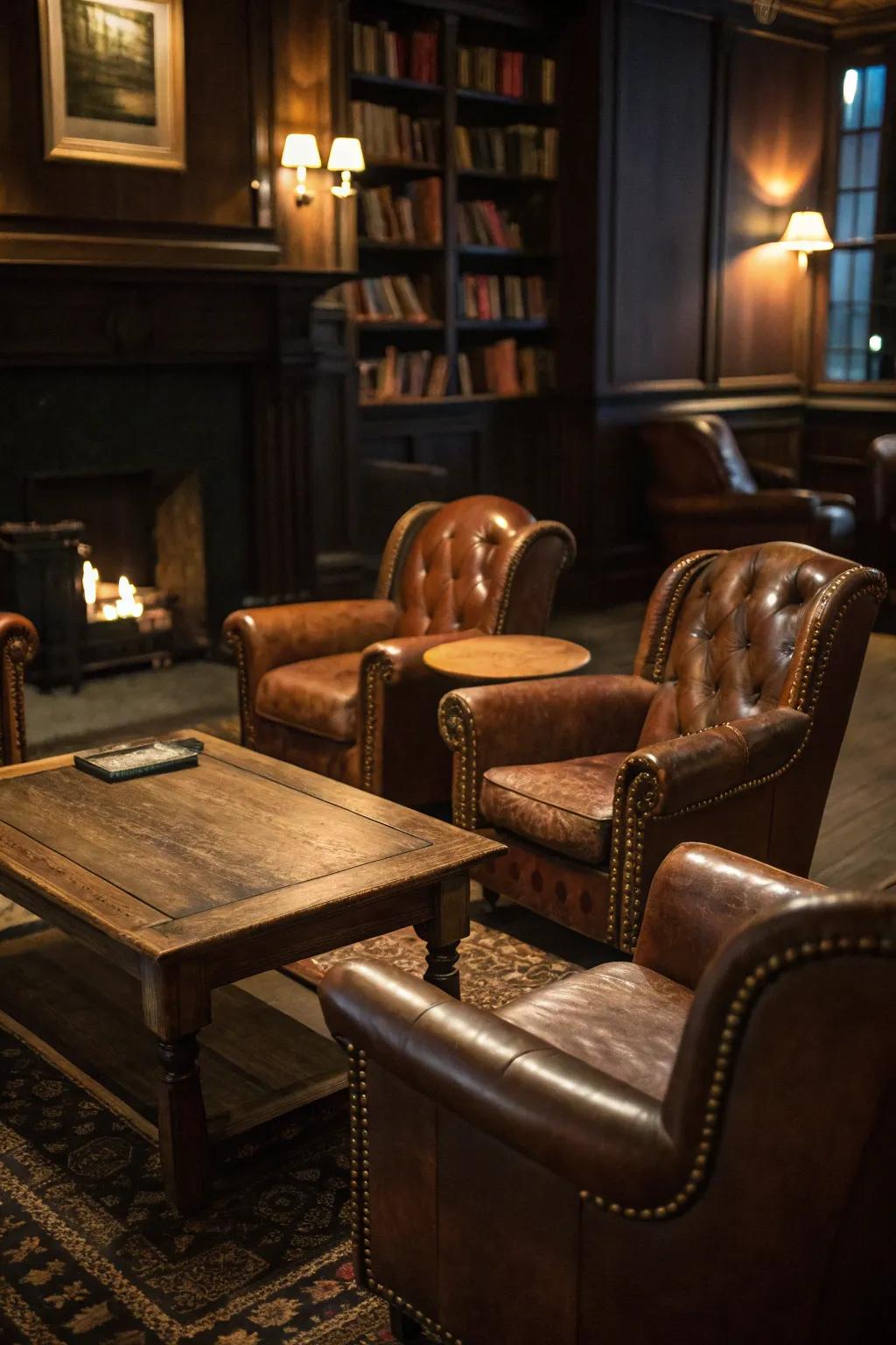Timeless furniture infuses warmth and individuality into your speakeasy space.